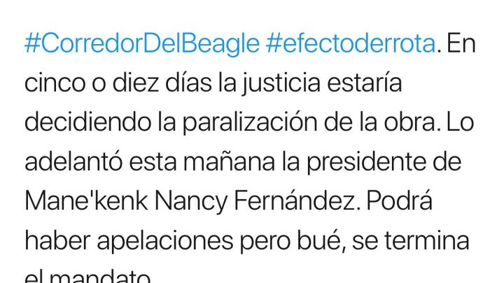 Periodista fueguina que vive en La Plata adelantó presunta decisión judicial.