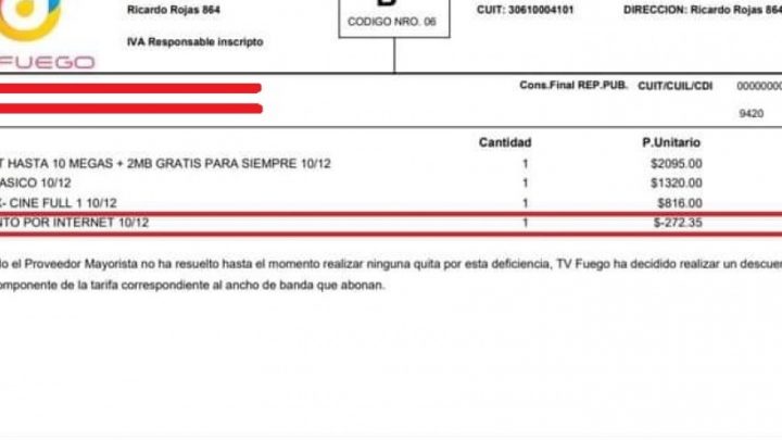 Usuarios indignados: TV Fuego realizó un descuento de 200 pesos por el mal funcionamiento del servicio