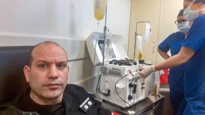 Donación de plasma; oficial de la Seguridad Preventiva Aeronáutica de la ciudad de Ushuaia, es el primero en donar plasma en la Provincia.