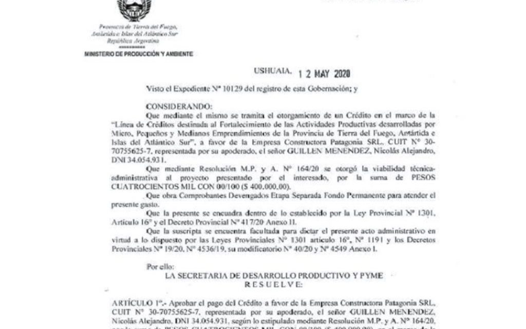 Escándalo en Tierra del Fuego: Melella otorgó crédito blando a empresa involucrada en denuncia por abuso sexual coactivo Escándalo en Tierra del Fuego: Melella otorgó crédito blando a empresa involucrada en denuncia por abuso sexual coactivo
