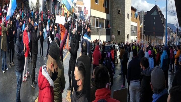 Masiva movilizacion anticuarentena en Ushuaia