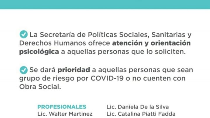 EL DISPOSITIVO DE ATENCIÓN Y ORIENTACIÓN PSICOLÓGICA DE LA MUNICIPALIDAD DE USHUAIA YA ATENDIÓ MÁS DE 100 REQUERIMIENTOS EN EL MARCO DE LA PANDEMIA