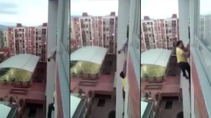 Arriesgó su vida para salvar a un perro que colgaba de un edificio