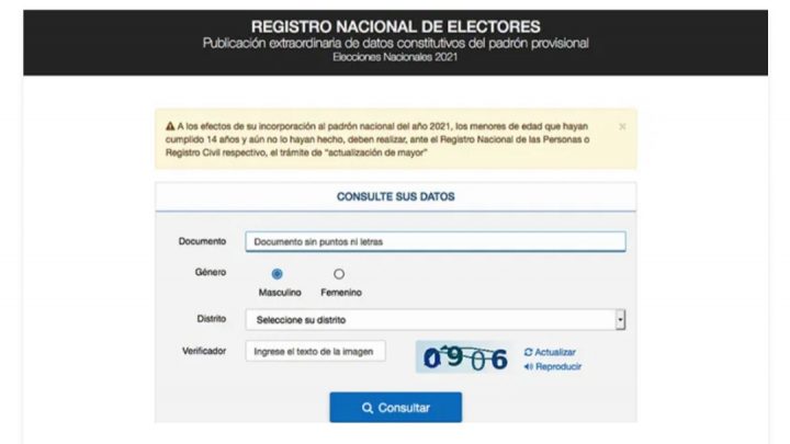 Ya se puede consultar el padrón electoral provisorio para las elecciones 2021