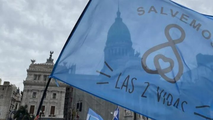 Movilización «celeste» frente al Congreso en contra del proyecto de legalización del aborto