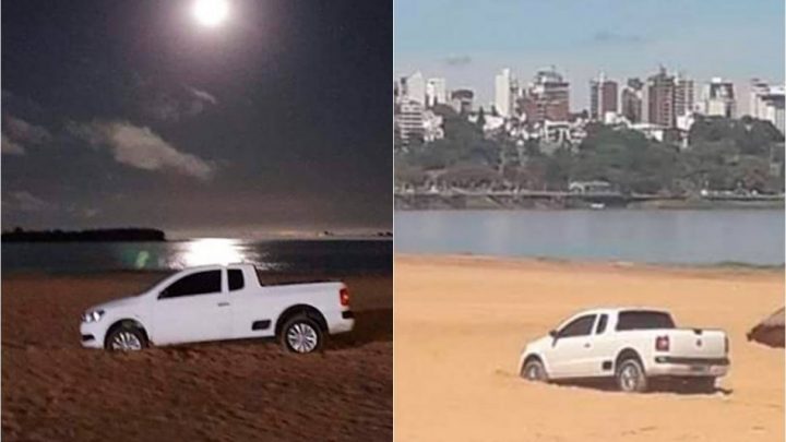 Trató de evitar un control policial, escapó por la playa y quedó atascado en la arena