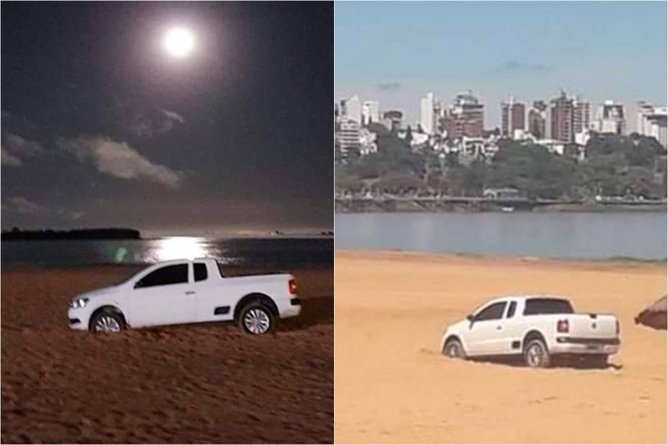 Trató de evitar un control policial, escapó por la playa y quedó atascado en la arena