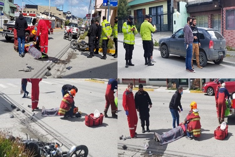 Choque entre auto y motociclista en Ushuaia