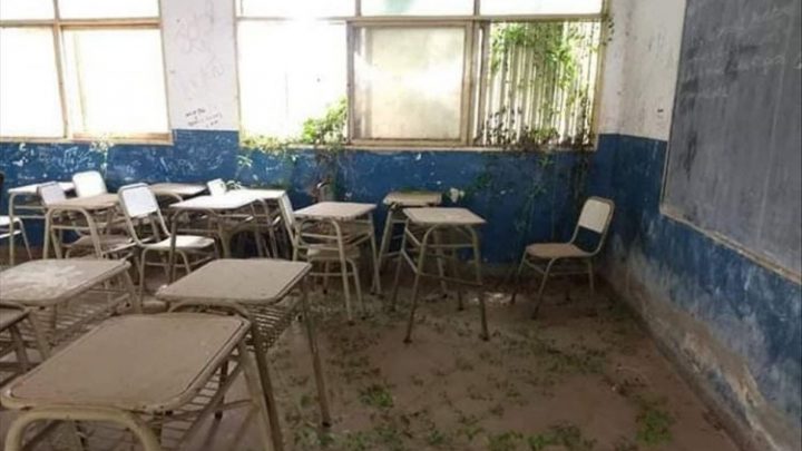 Una escuela fue víctima del abandono y las malezas la usurparon