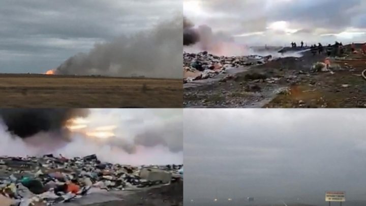 Incendio en el relleno sanitario en estancia Las Violetas