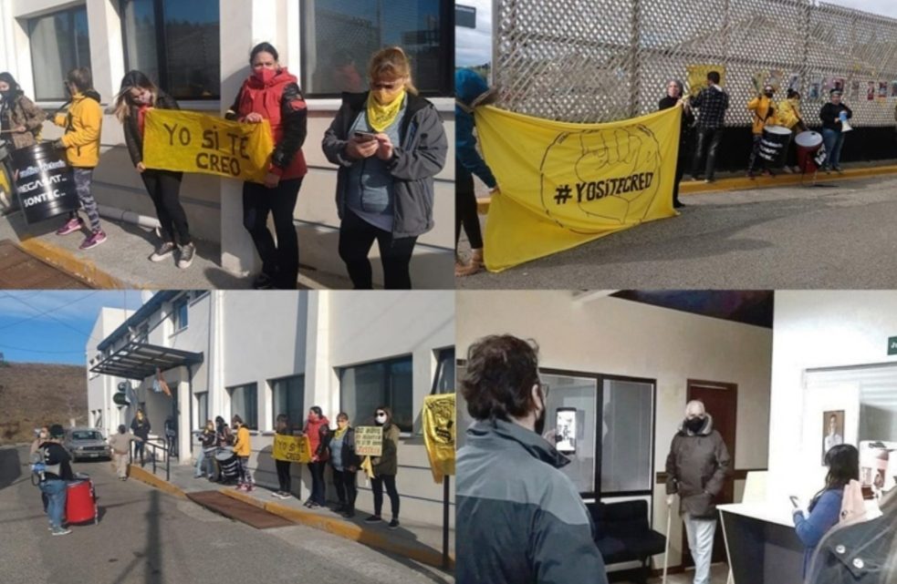 Escrache a un denunciado por abuso sexual al ingreso a Tribunales Escrache a un denunciado por abuso sexual al ingreso a Tribunales