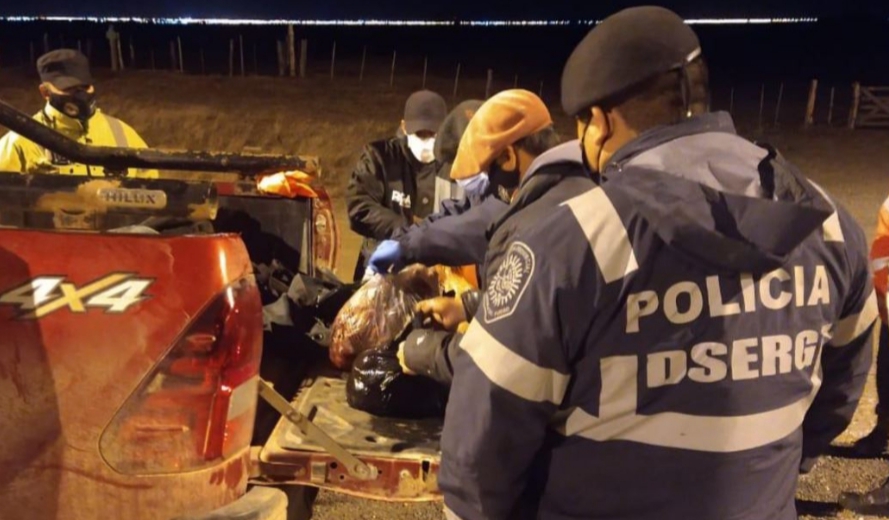 Abigeato: Fueron sorprendidos con medio cordero en la caja de la camioneta Abigeato: Fueron sorprendidos con medio cordero en la caja de la camioneta