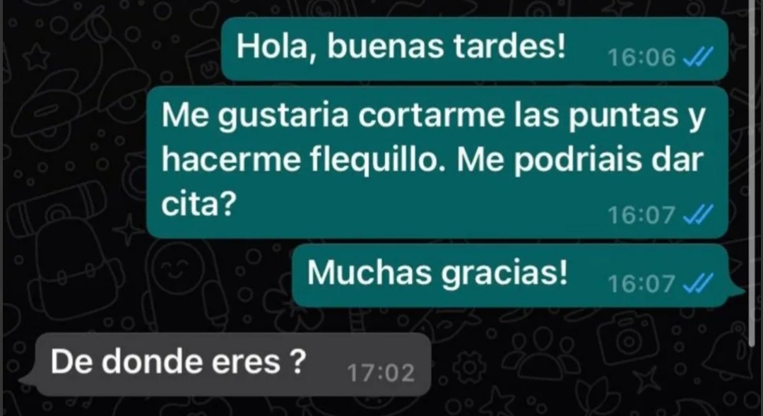 Pidió por WhatsApp un turno en la peluquería, pero recibió una desconcertante respuesta