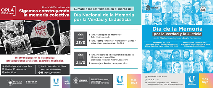 EL MUNICIPIO DE USHUAIA CONMEMORARÁ EL DÍA NACIONAL DE LA MEMORIA, POR LA VERDAD Y LA JUSTICIA