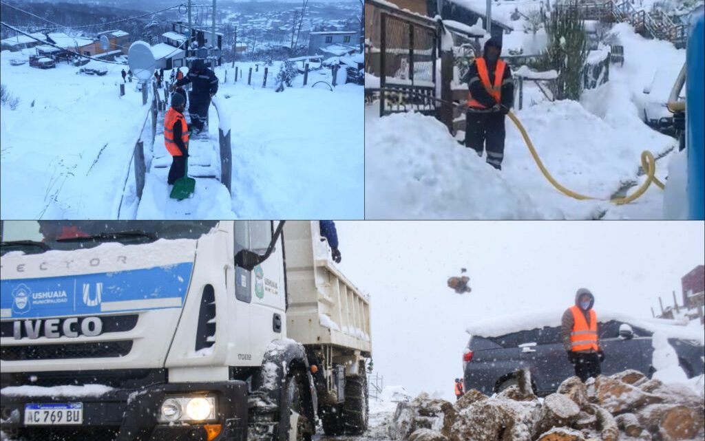 Se despliega un fuerte operativo vial para limpiar de nieve las calles