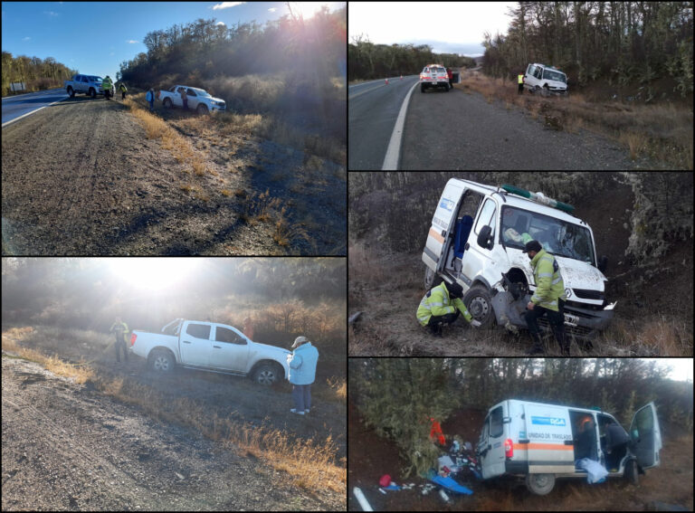 Una ambulancia y una camioneta particular se despistaron. Tres agentes sanitarios lesionados.
