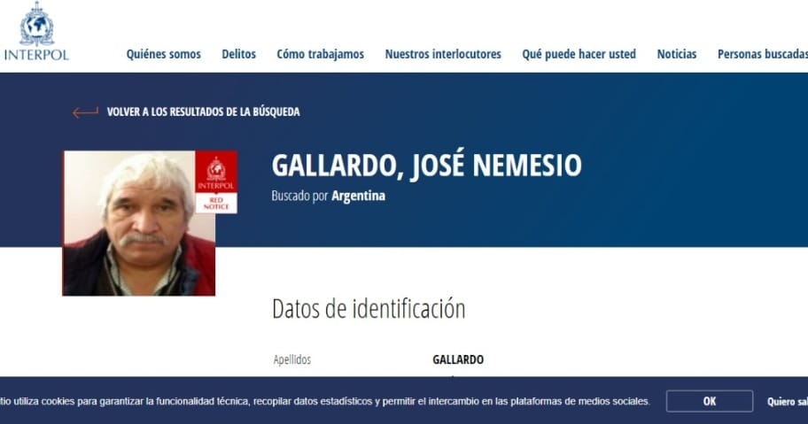 Interpol publicó el alerta roja con el paradero del prófugo Nemesio Gallardo Interpol publicó el alerta roja con el paradero del prófugo Nemesio Gallardo