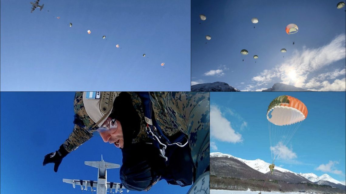 Personal de Operaciones Especiales efectuó actividad integrada de paracaidismo en Tierra del Fuego