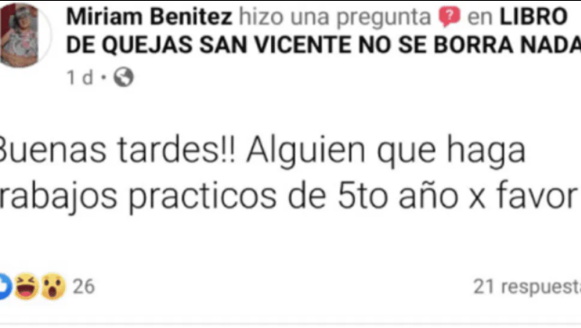 Ofreció plata en Facebook para que le hicieran un trabajo práctico, pero el docente encontró la publicación y le dejó una picante respuesta