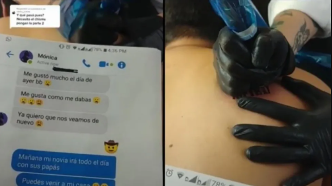 Descubrió que su novio era infiel y le regaló un llamativo tatuaje sorpresa
