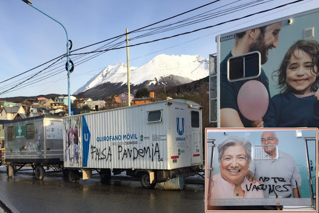 Denuncian a grupo de negacionistas por vandalizar móvil sanitario municipal en Ushuaia