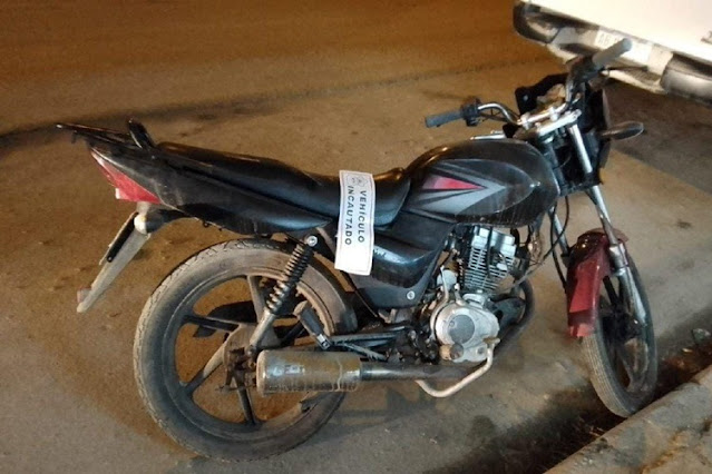 Motocicleta incautada en la madrugada