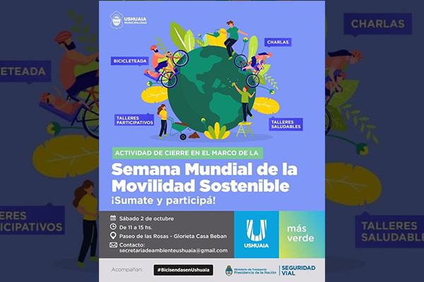 LA MUNICIPALIDAD DE USHUAIA  INVITA A PARTICIPAR DE UNA JORNADA POR LA MOVILIDAD SOSTENIBLE EN EL PASEO DE LAS ROSAS