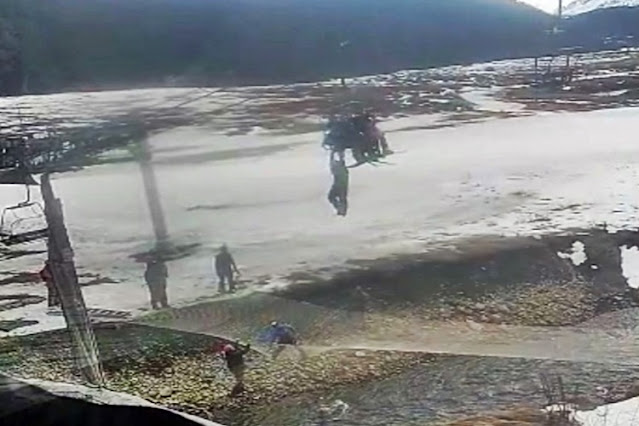 Cerro Castor un hombre debio arrojarse al quedar colgado de la aerosilla