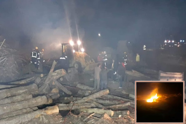Incendio en aserradero