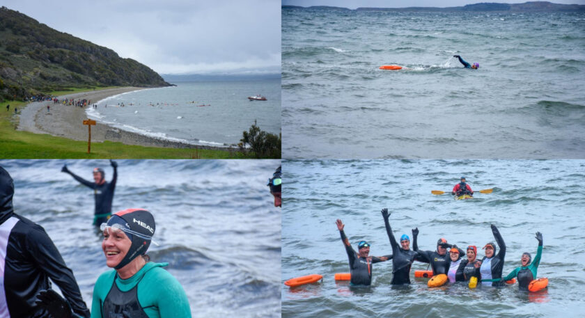 Más de 100 nadadores de todo el país tuvieron su bautismo en las frías aguas del Canal Beagle