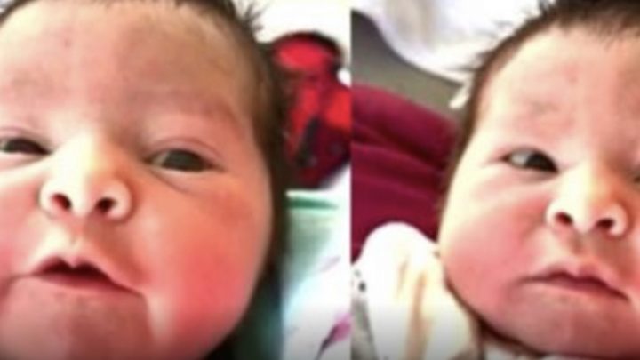 Una bebé recién nacida dijo «hola» y su mamá captó el momento justo en un video