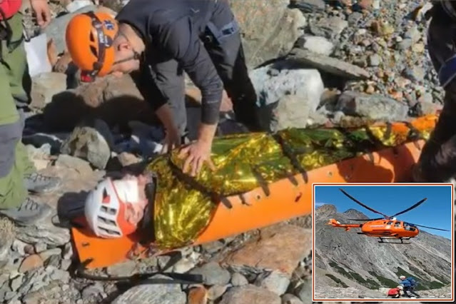 Rescate en helicóptero de turista con múltiples fracturas al caer por una grieta