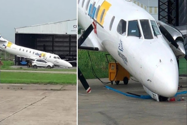 Mecanico de empresa fueguina, grave al ser aplastado por el avion