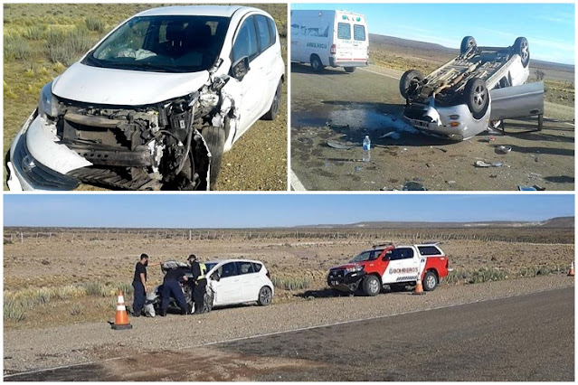 Choque y vuelco en Santa Cruz de familia de Ushuaia