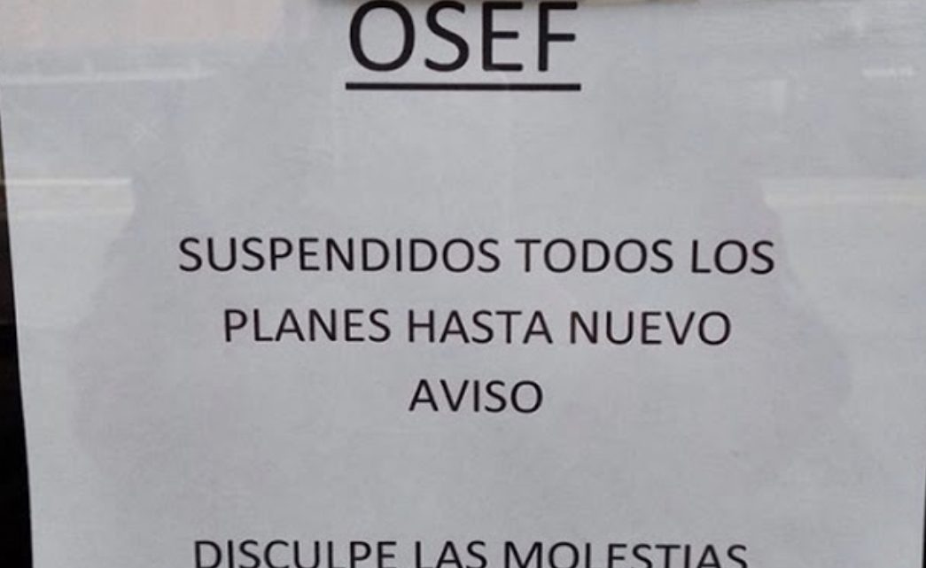 OSEF suma suspensiones por falta de pago ademas de la Farmacia, ahora también los Anestesistas OSEF suma suspensiones por falta de pago ademas de la Farmacia, ahora también los Anestesistas