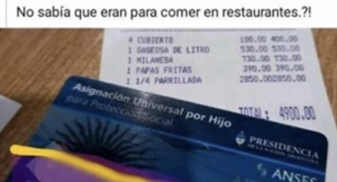 «No sabía que eran para comer en restaurante»: escrachó a familia que pagó con tarjeta de AUH