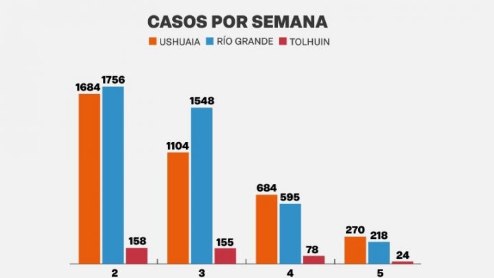 Se detectaron 512 nuevos casos: 270 en Ushuaia, 218 en Río Grande y 24 en Tolhuin
