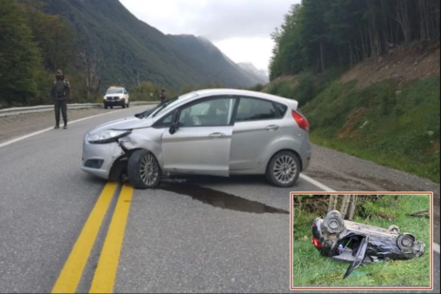 Choque y vuelco en la Ruta 3