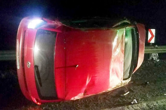 Vuelco en la Ruta 3, conductor en estado de ebriedad