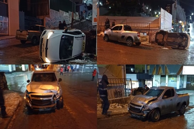 Choque y vuelco en Ushuaia