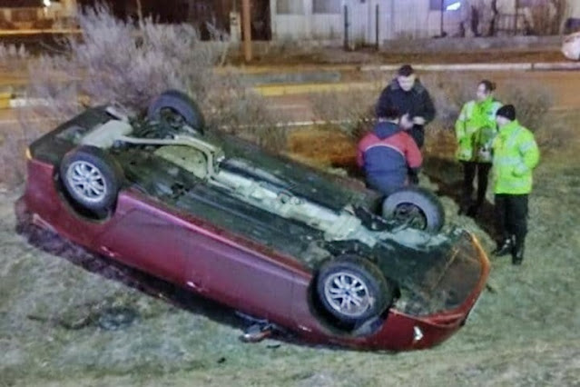 Despiste y vuelco en la Ruta 3, sin lesionados