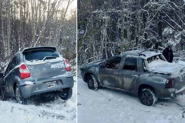 Dos vehículos desbarrancados en Ushuaia