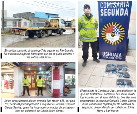 Roban un camión en Río Grande y un automóvil en Ushuaia