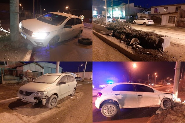 Conductor choco, un auto estacionado, una columna de alumbrado y huyo a pie