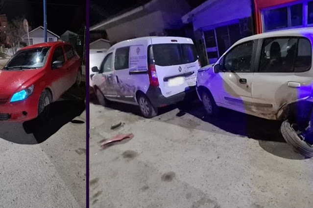 Borracho choco contra dos vehiculos estacionados