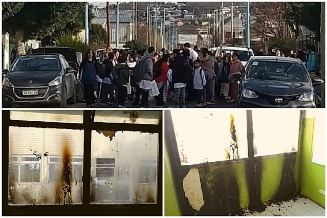 Incendio y evacuacion de la Escuela 9 en Ushuaia