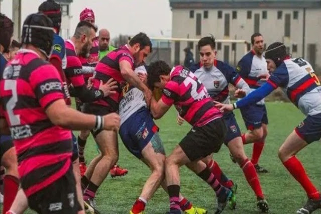 Las Aguilas campeones, luego de vencer al Ushuaia Rugby Club en Rio Grande