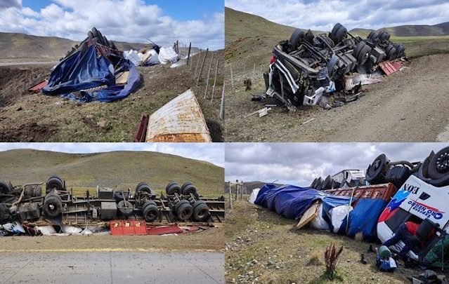 Vuelco de un camión argentino en Chile con glifosato
