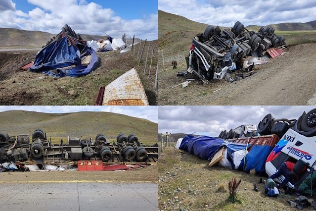 Vuelco de un camión argentino en Chile con glifosato