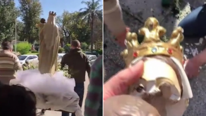 Santa Fe: en medio de la procesión, tiraron la virgen al piso y perdió hasta la cabeza